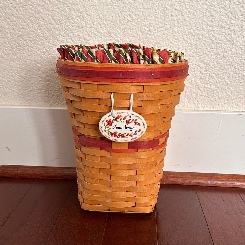 Vintage 1998 Longaberger May Series Snapdragon Basket & Tie-On Ceramic Label